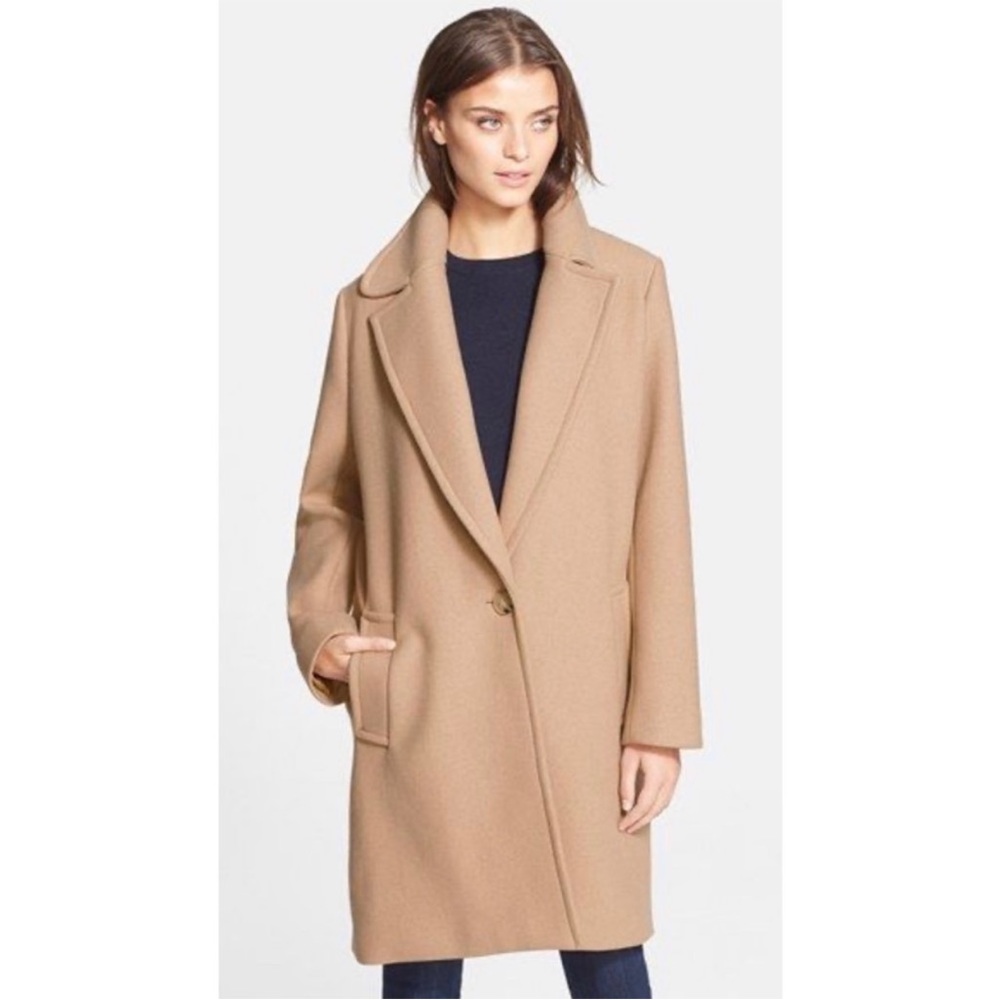 New Theory Razen camel coat jacket